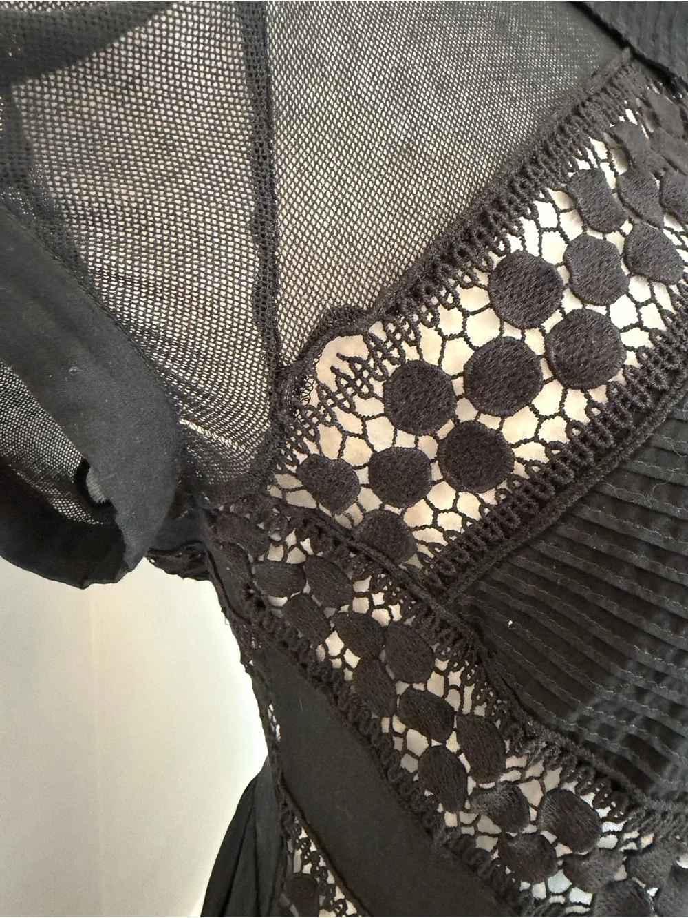 Free People Black Lace Cap Sleeve Whimsigoth Mini Dress Size 12 - Picture 8 of 14